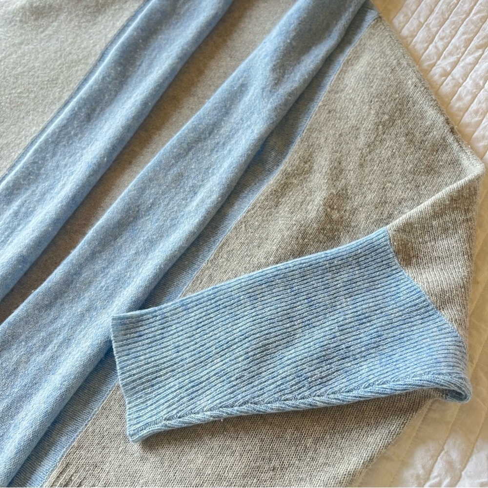 Subtle Luxury 100%Cashmere cocoon Cardigan open front shawl collar blue S/M - Picture 8 of 13